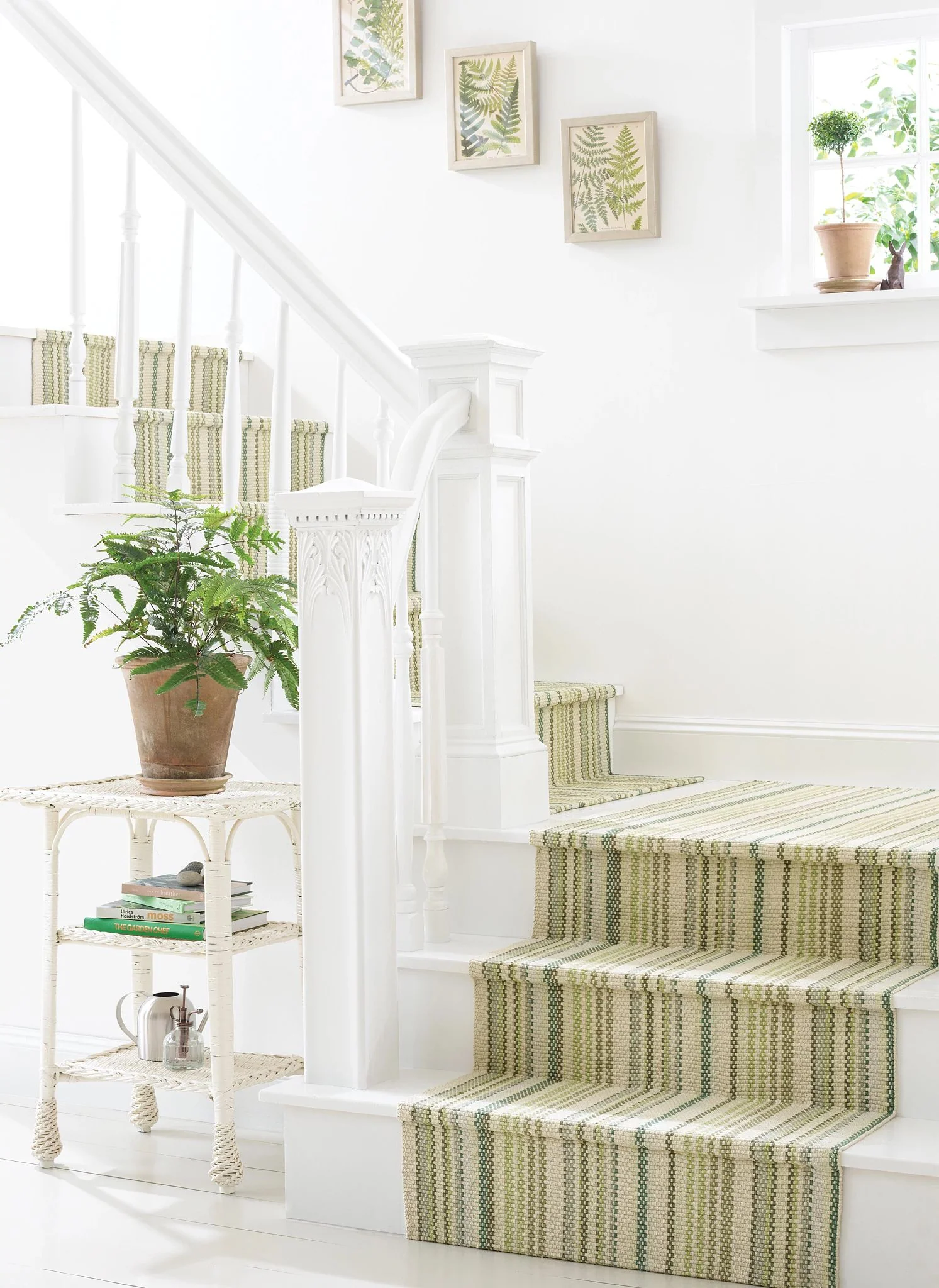 Oslo Stripe Green Handwoven Cotton Rug - Image 2