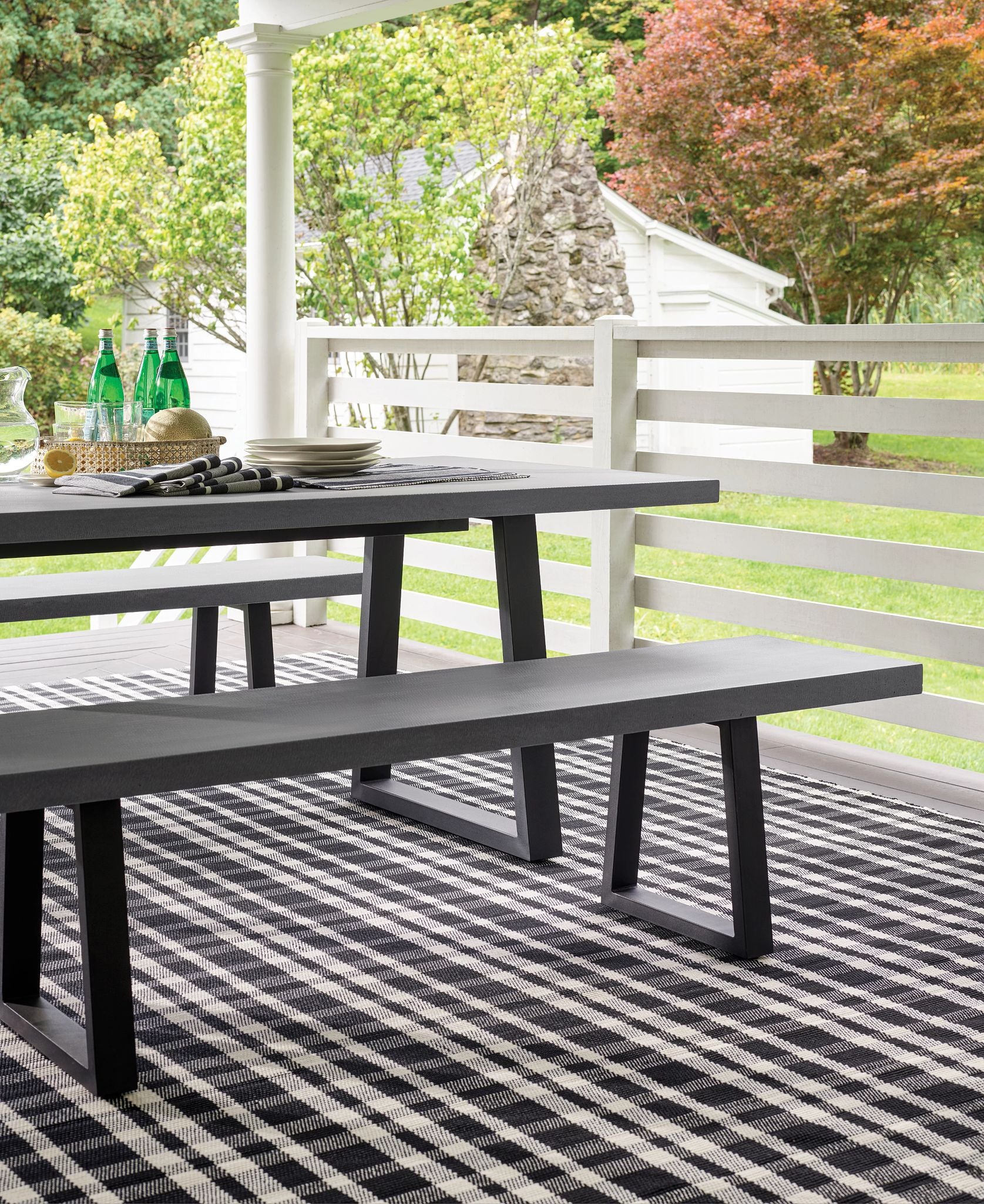 Tattersall Black Handwoven Indoor/Outdoor Rug - Image 3