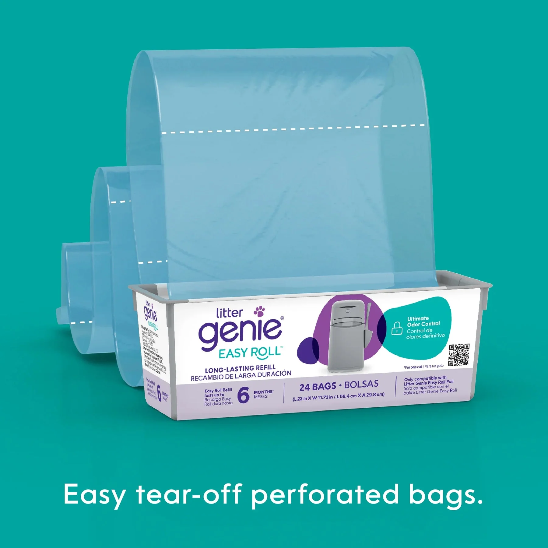 Litter Genie EZ Roll Litter Pail Disposal System 24 Refill Bags - Image 1