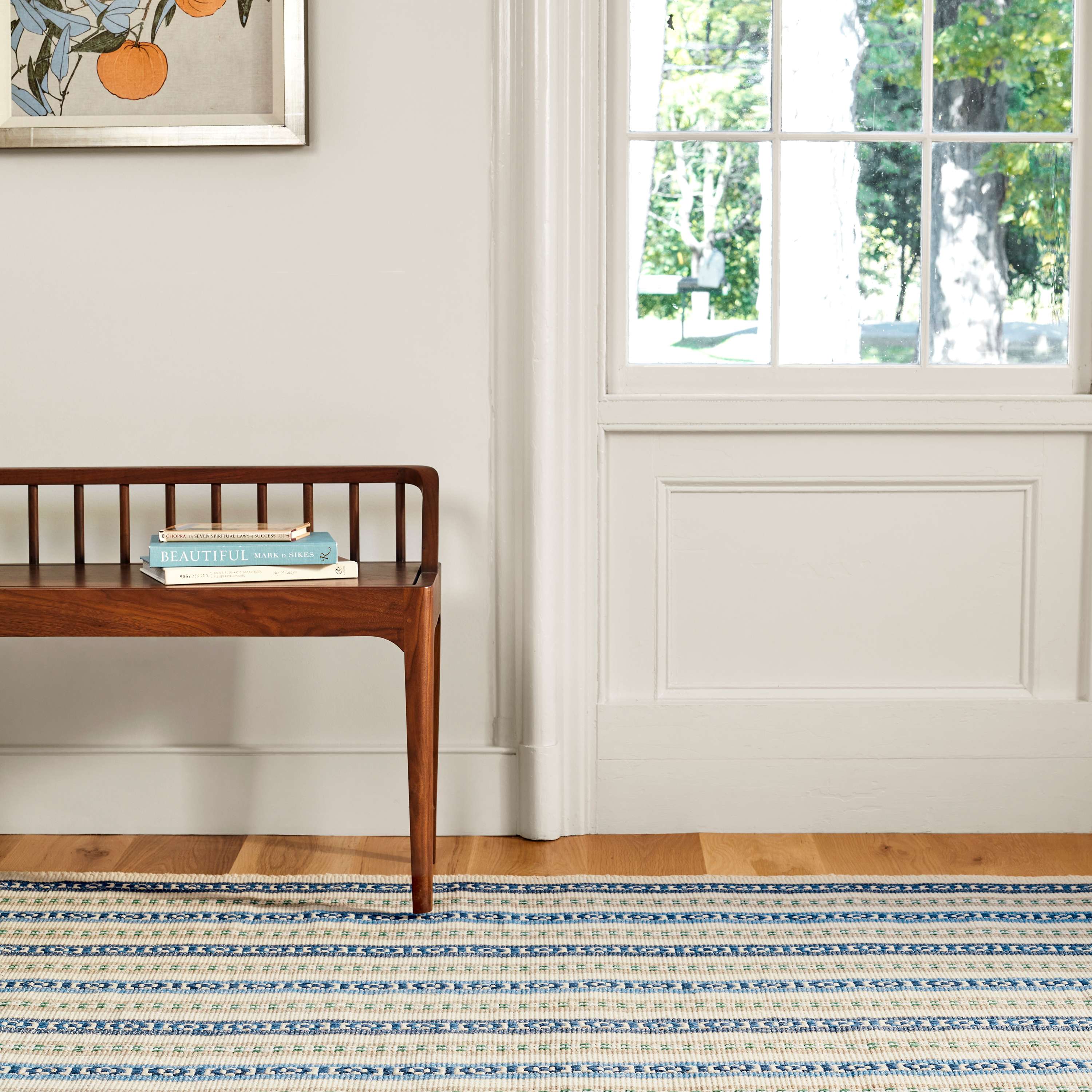 Long Slade Indigo Handwoven Cotton Rug - Image 2