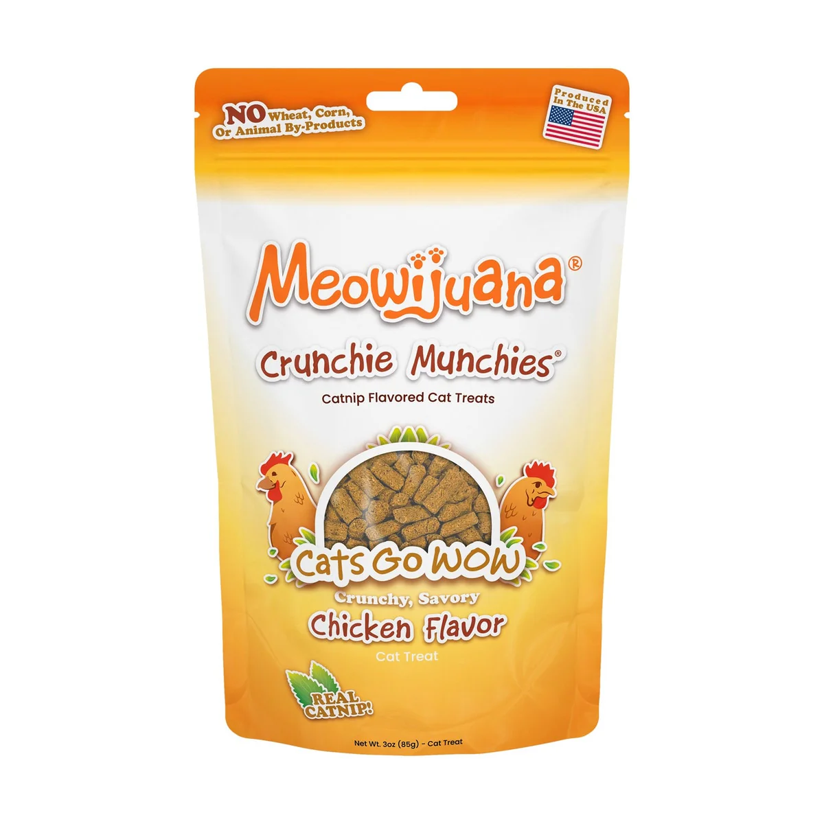 Meowijuana Crunchie Munchie Chicken Cat Treat 3oz - Image 1