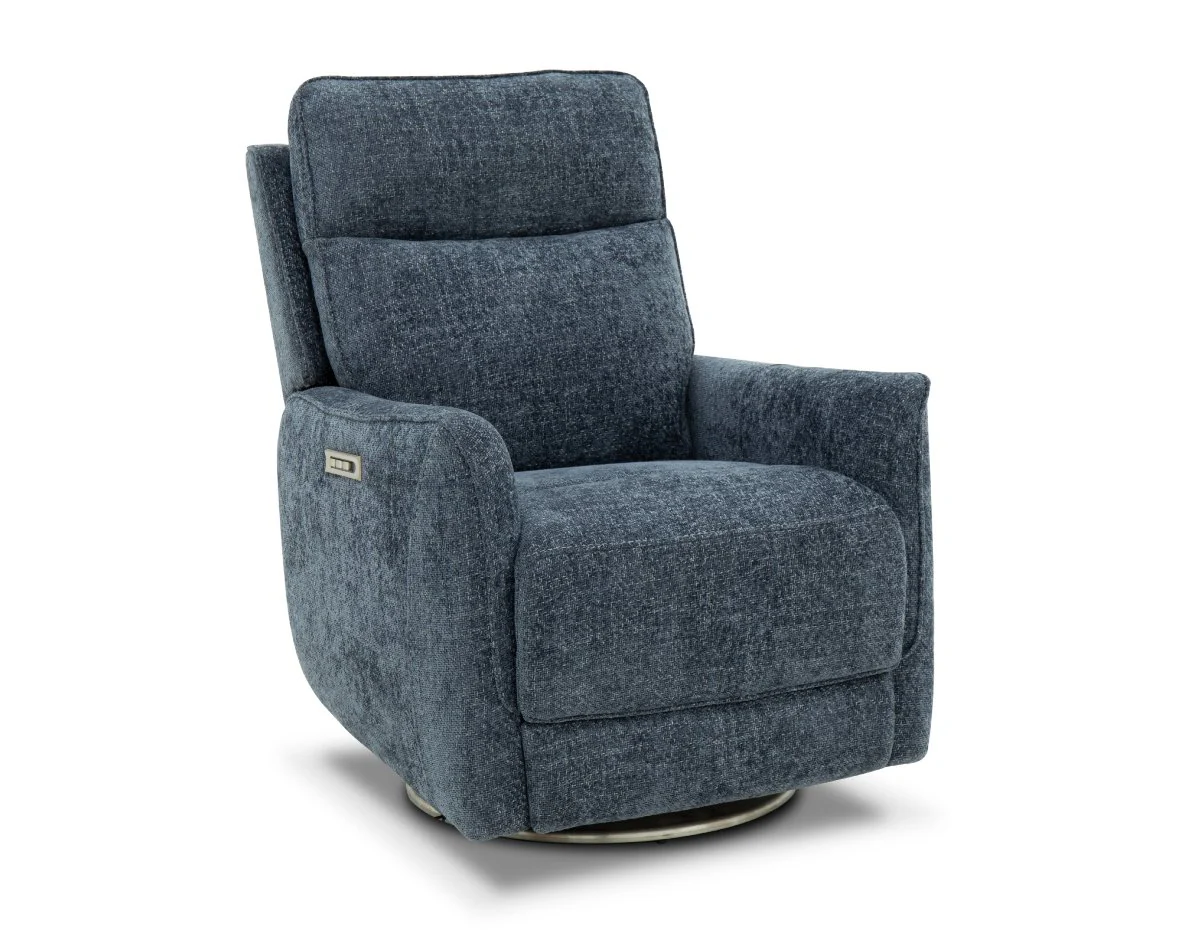 3PHL-1490 1114-45 Barcalounger Maben Maze Denim Trip 3P Swivel Recliner - Image 2