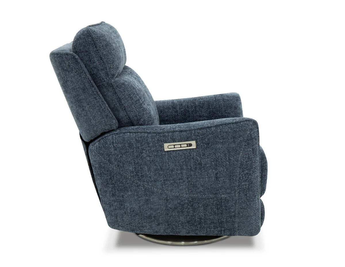 3PHL-1490 1114-45 Barcalounger Maben Maze Denim Trip 3P Swivel Recliner - Image 3