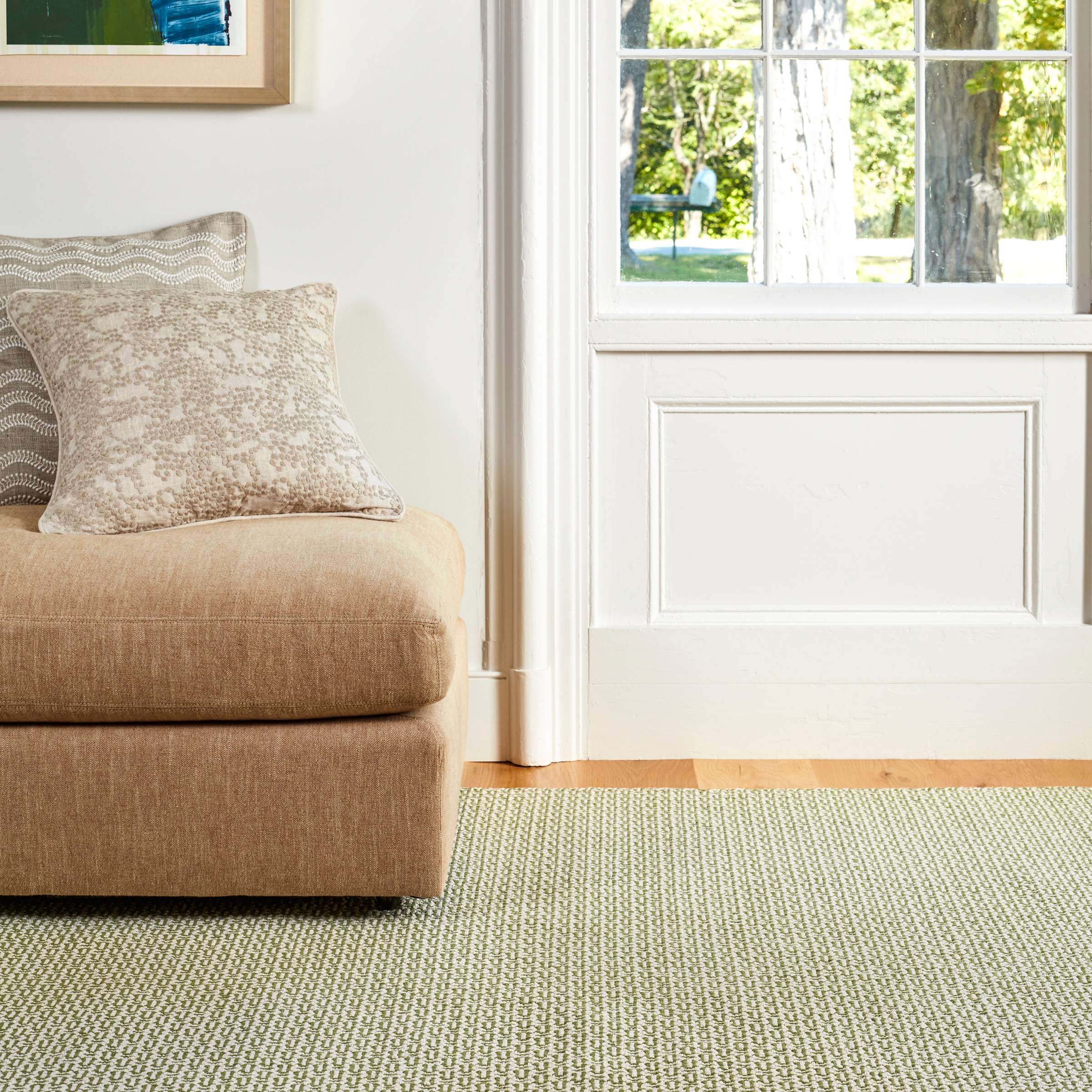 Miss Muffet Olive Handwoven Cotton Rug - Image 2