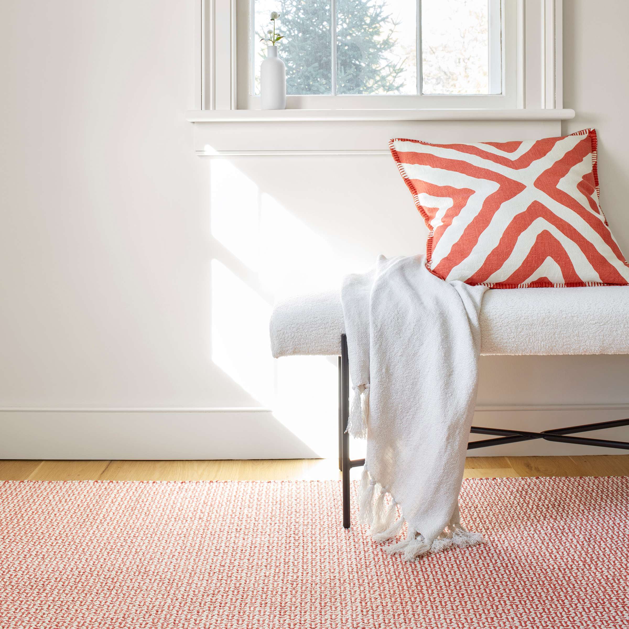 Miss Muffet Paprika Handwoven Cotton Rug - Image 2