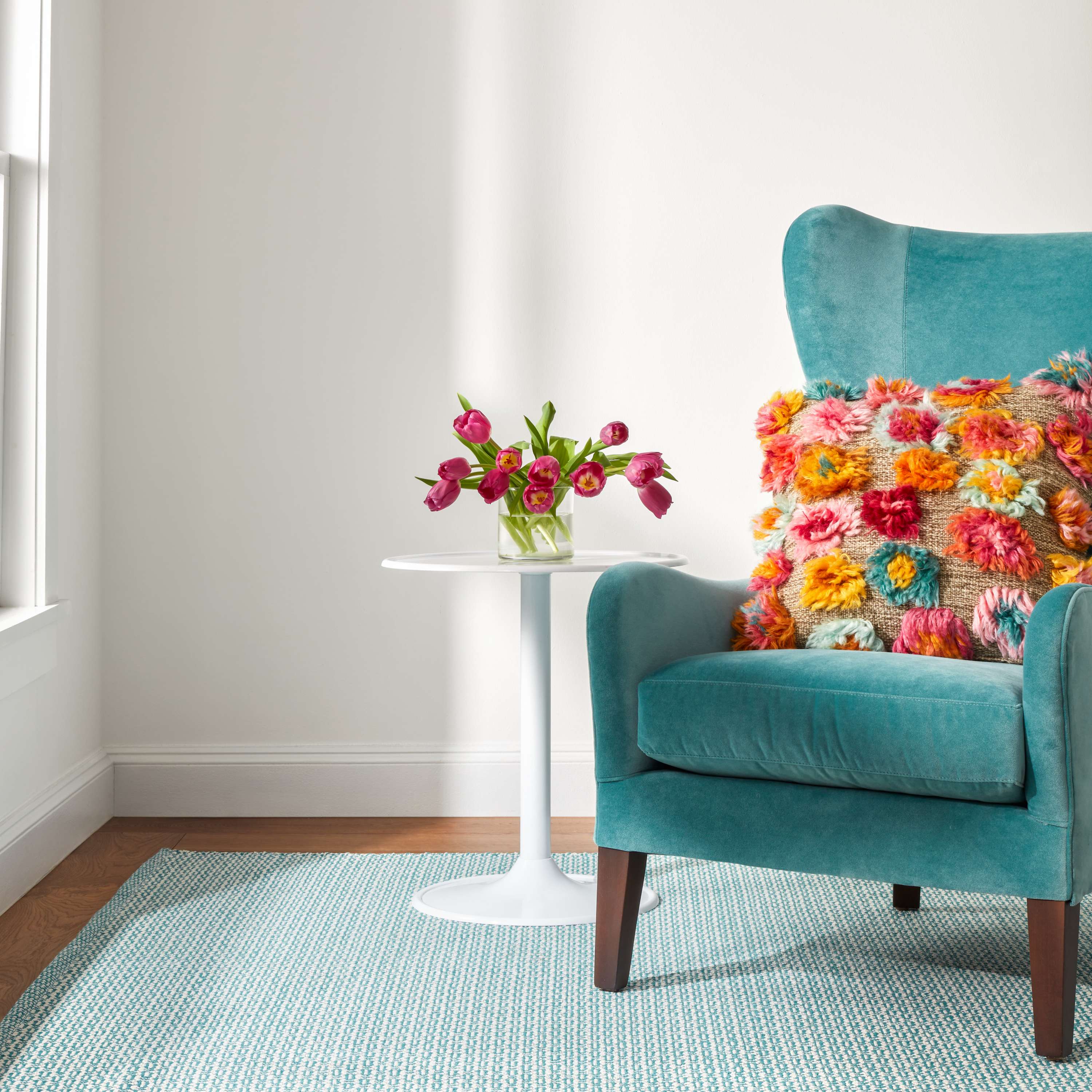 Miss Muffet Teal Handwoven Cotton Rug - Image 2