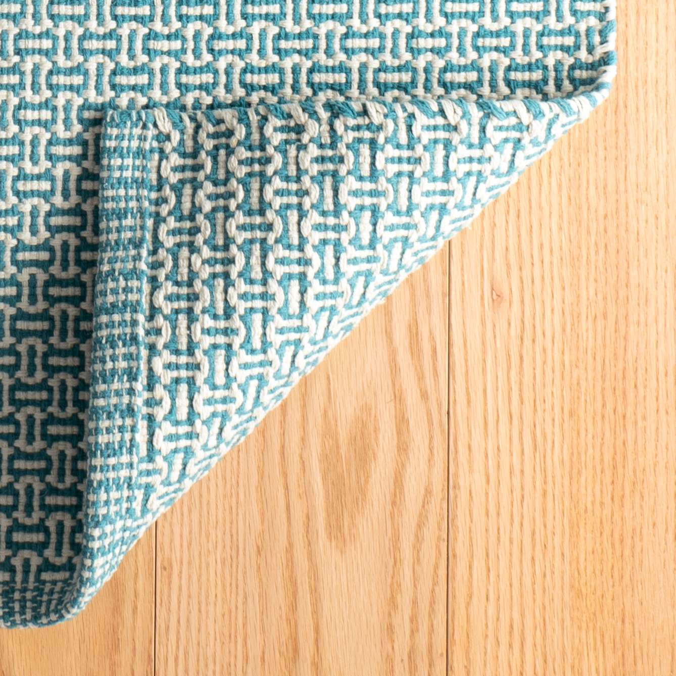Miss Muffet Teal Handwoven Cotton Rug - Image 3