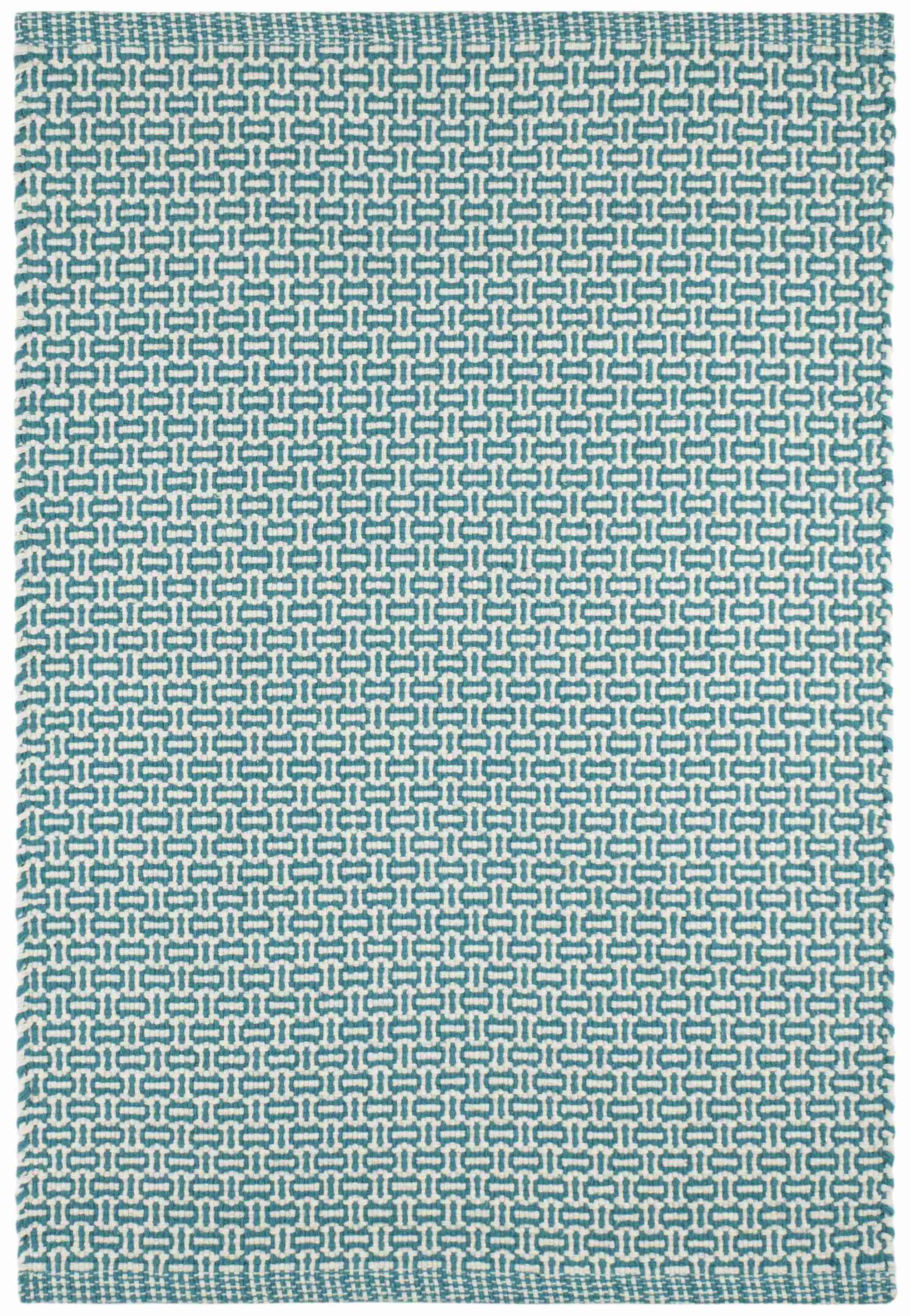 Miss Muffet Teal Handwoven Cotton Rug - Image 1