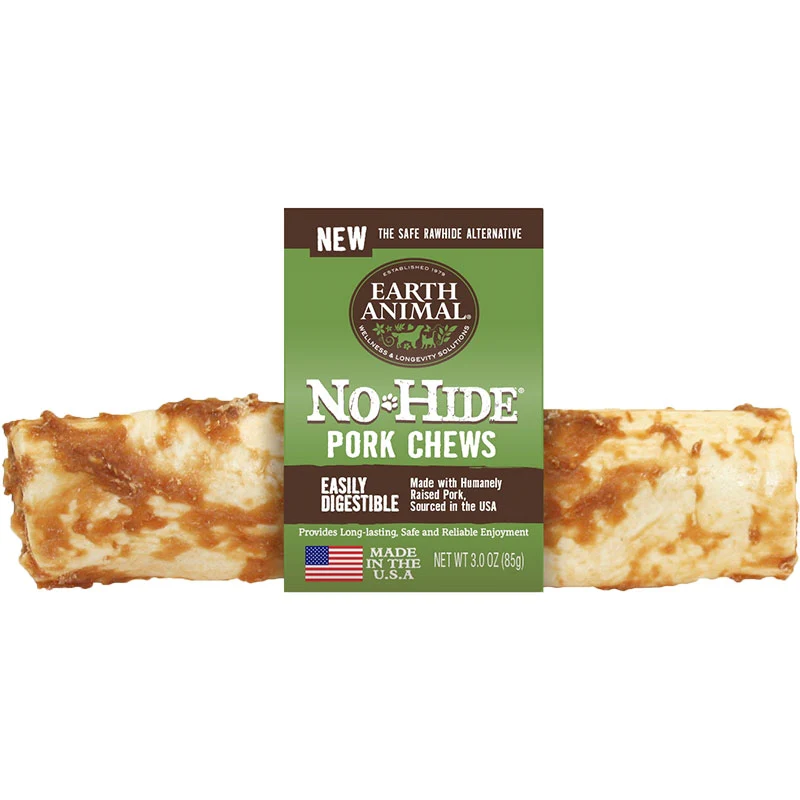 Earth Animal 11 in.  No Hide Pork Chews Dog Treats Counter Refill - Image 1