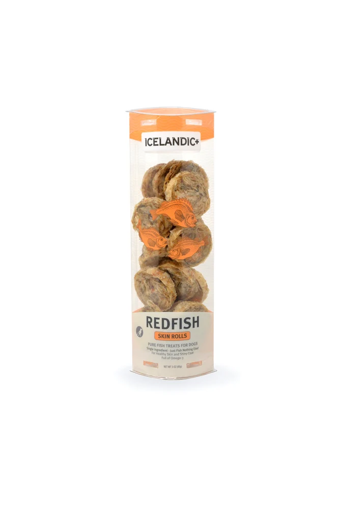 Icelandic 3 oz Dog Red Fish Rolls Tube Treat - Image 1