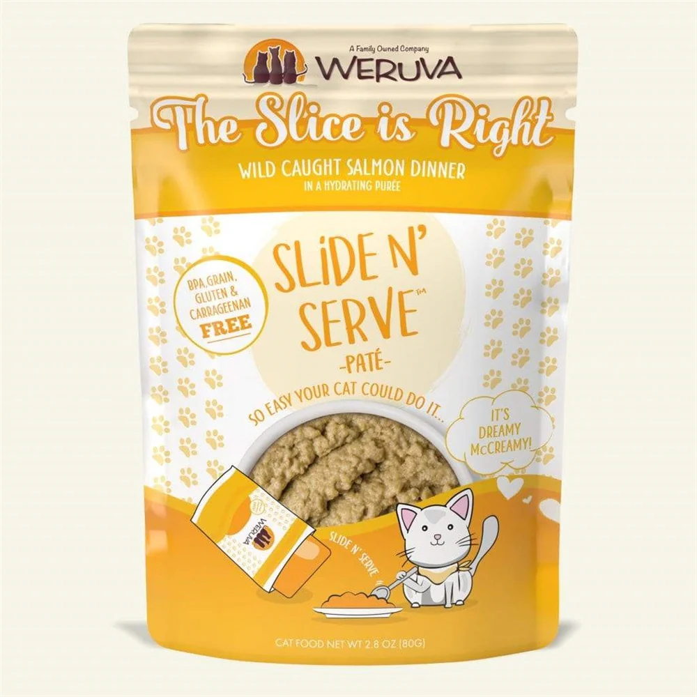 Weruva Pate 2.8oz Slide N Serve Pouch Cat food the Slice is Right - Image 1