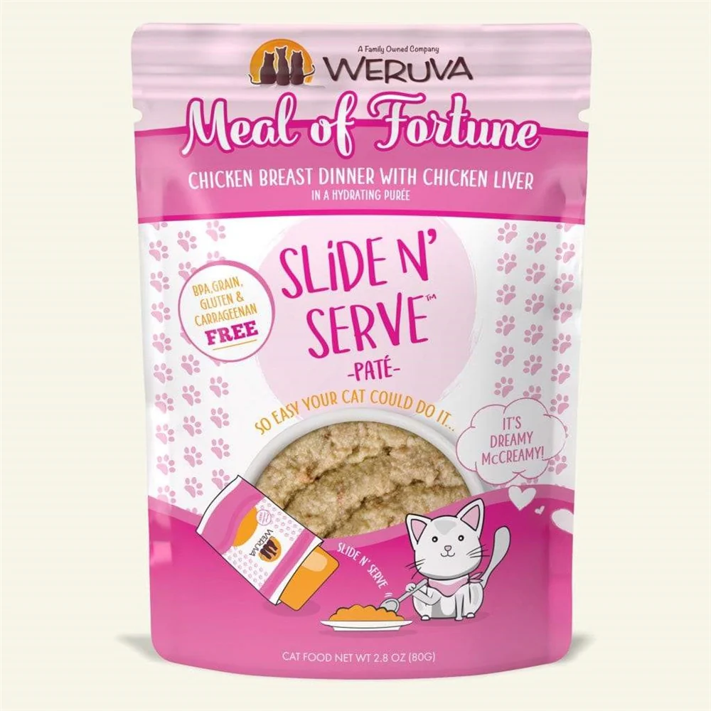 Weruva Pate 2.8oz Slide N Serve Pouch Cat food Meal of Fortune - Image 1