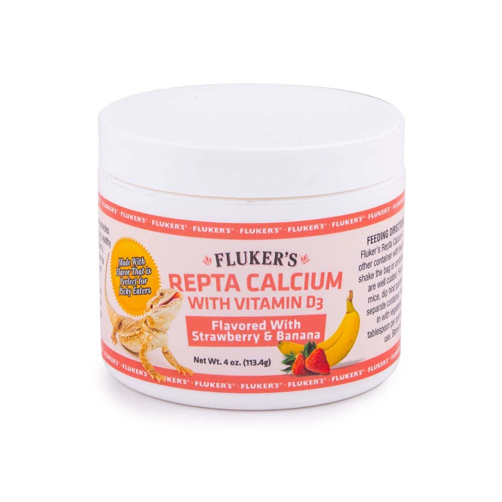 Fluker’s Repta Calcium Supplement, Strawberry Banana Flavored, 4oz Jar