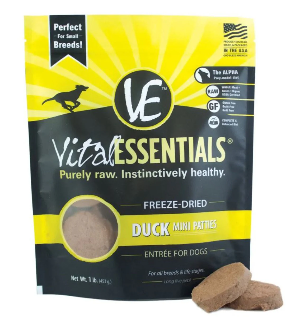 Vital Essentials 14oz Freeze Dried Mini Pate Duck Dog Food - Image 1