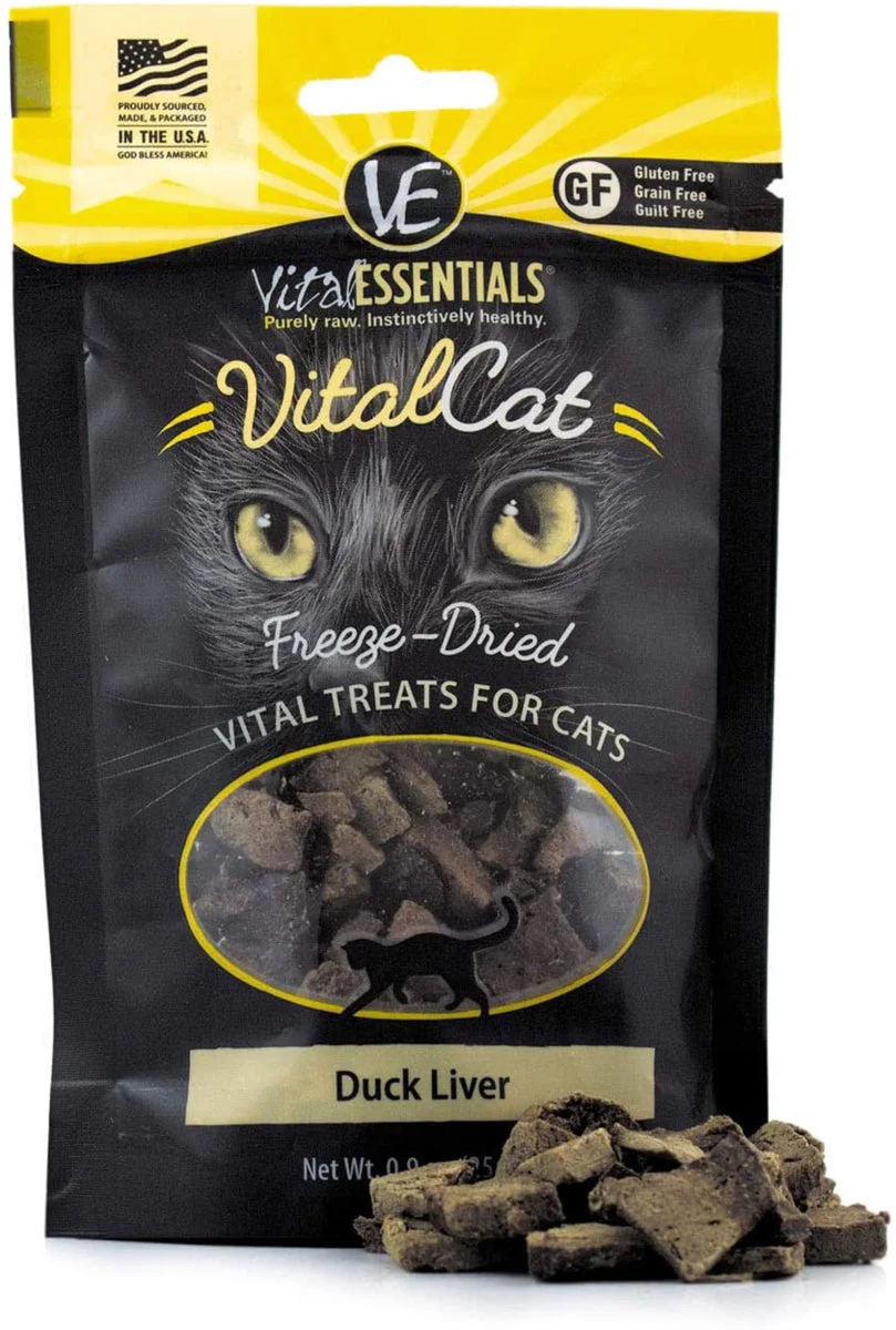 Vital Essentials 0.9 oz Freeze Dried Duck Liver Cat Treat - Image 1