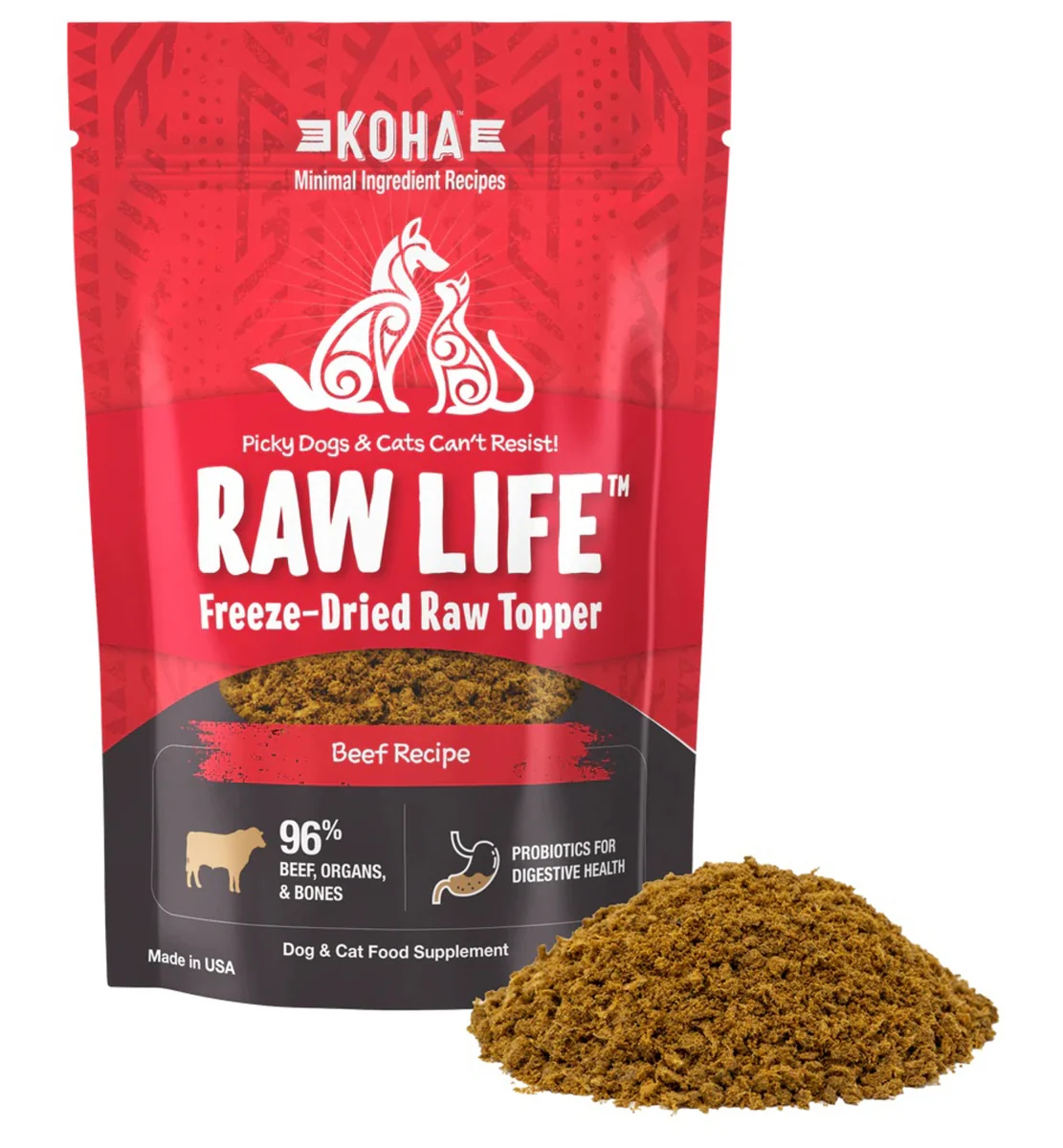 Koha Grain Free Raw Freeze Dried Topper Beef Dog & Cat Food - 8 oz - Image 1