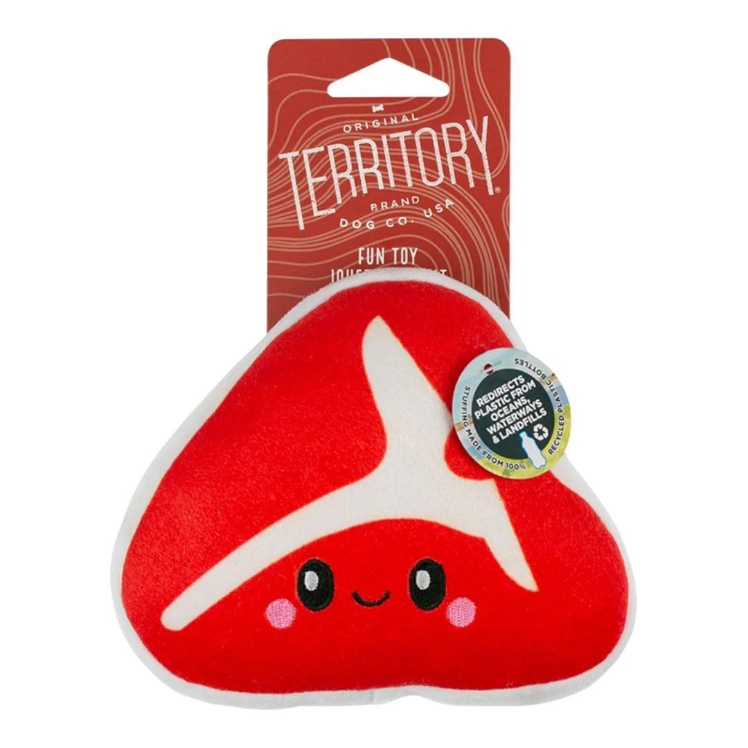 Territory 6 in. Plush Squeaker Dog Toy Steak - Image 1