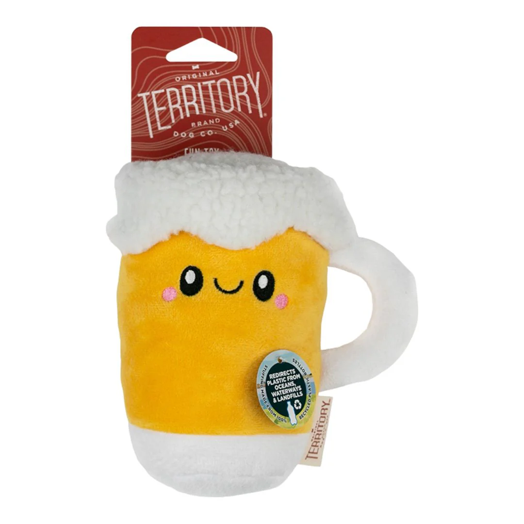 Territory 6 in. Plush Squeaker Dog Toy Beer - Image 1