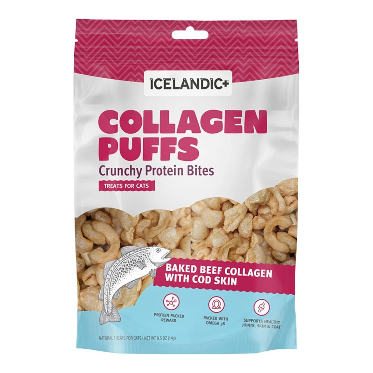 Icelandic 0.5 oz Cat Beef Collagen Puffs with Fish - Image 1