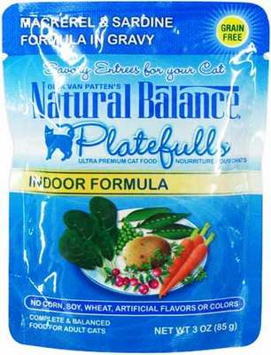 Natural Balance Platefulls Indoor Mackerel & Sardine Formula in Gravy Cat Pouch - Image 1