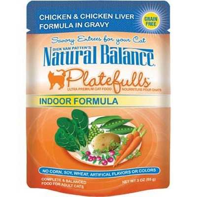 Natural Balance Platefulls Indoor Chicken & Chicken Liver Formula in Gravy Cat Pouch - Image 1