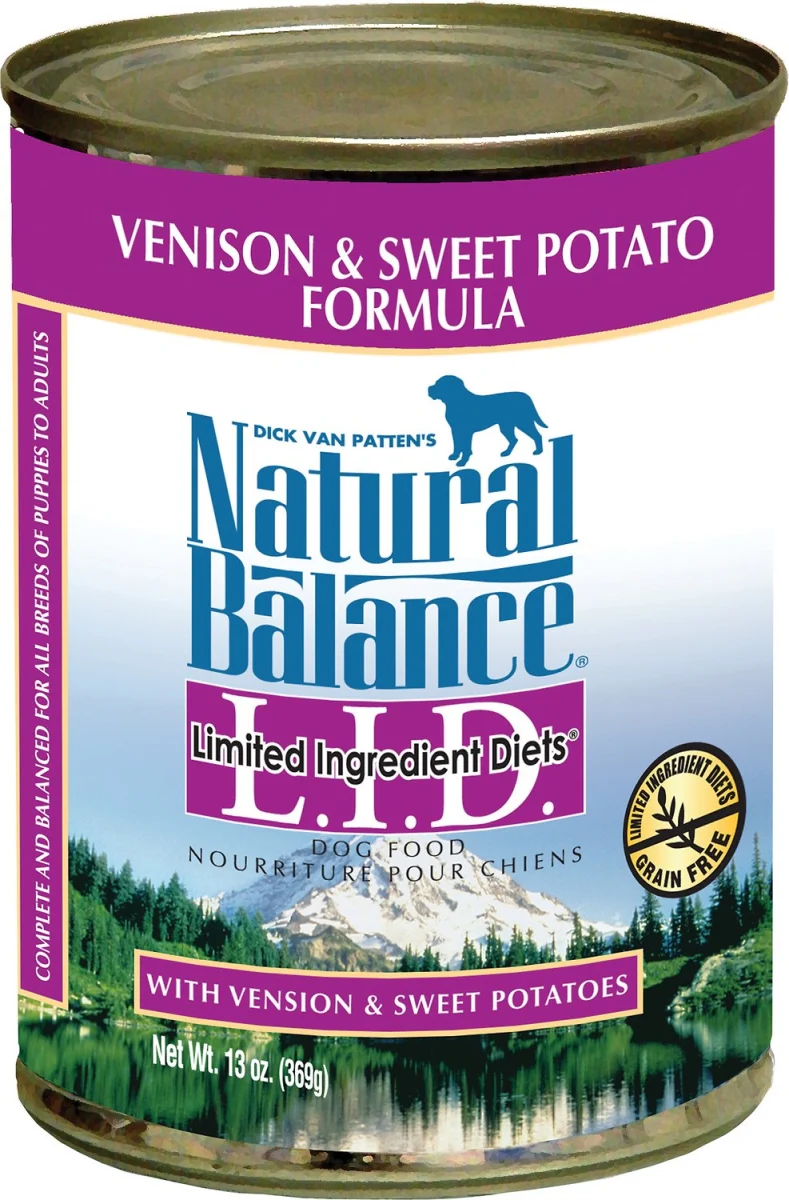 Natural Balance L.I.D. Limited Ingredient Diets Canned Wet Dog Food, Grain Free, Sweet Potato & Venison Formula, 13-Ounce - Image 1