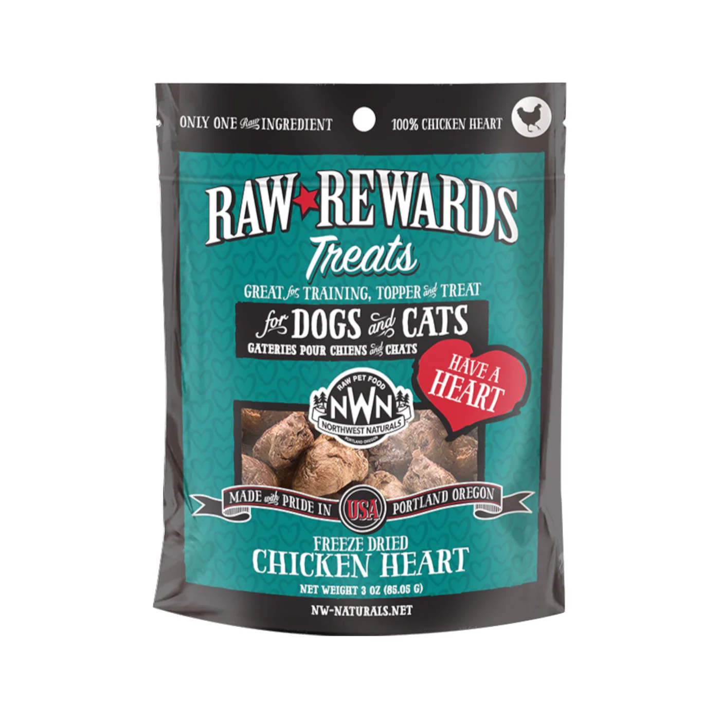 Northwest Natural Freeze Dried Chicken Heart 3oz - Image 1