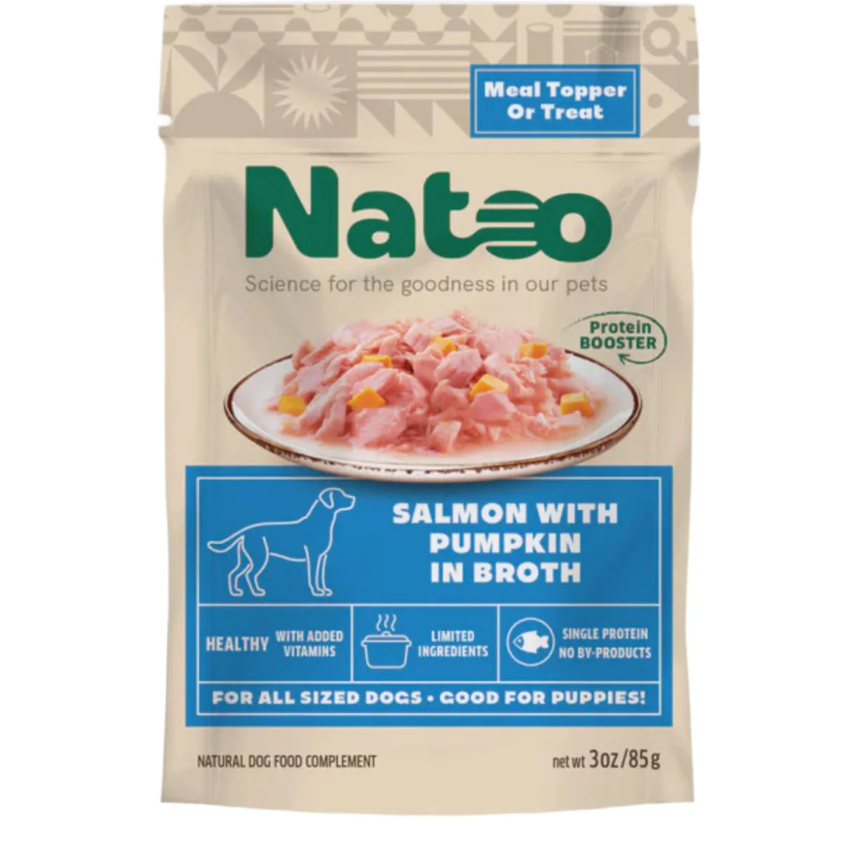 Natoo Salmon with Pumpkin Dog Food Pouch 3oz - Image 1