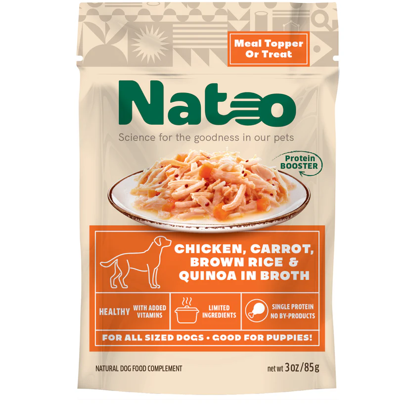 Natoo Chicken, Carrot, Brown rice and Quinoa in broth Dog Food 3oz - Image 1