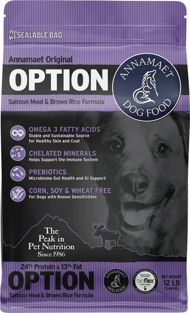 Annamaet Original Option Dog Food 24% Protein Salmon & Brown Rice 25lb - Image 1