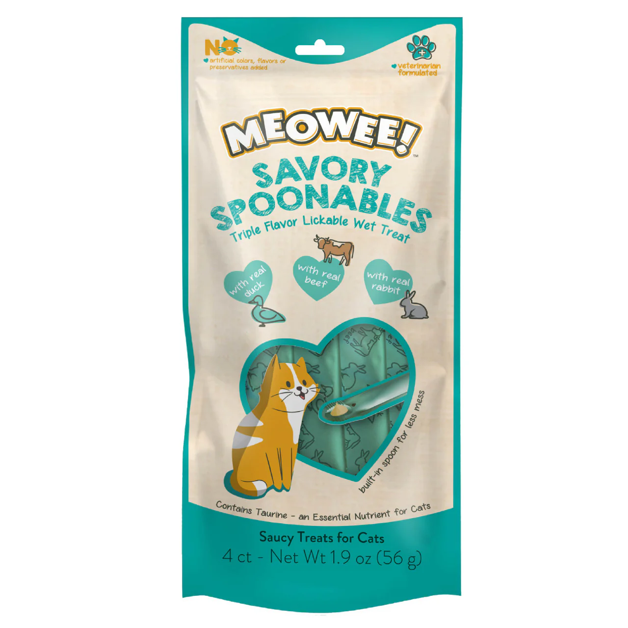 Meowee! Savory Spoonables Duck, Rabbit, & Beef Flavored Cat Treats 1.9oz 4pk - Image 1