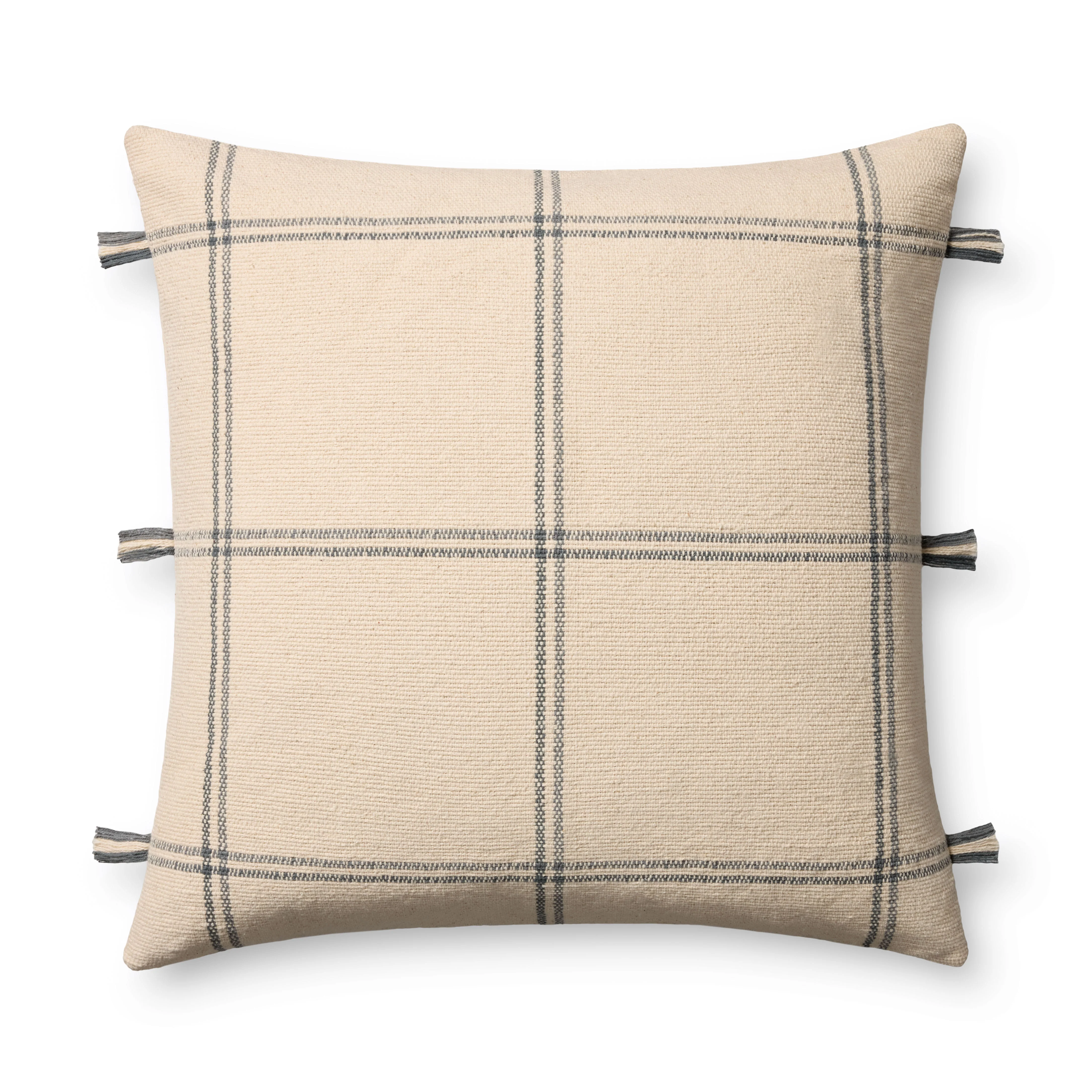 Amber Lewis x Loloi Lainey Natural / Blue Pillow