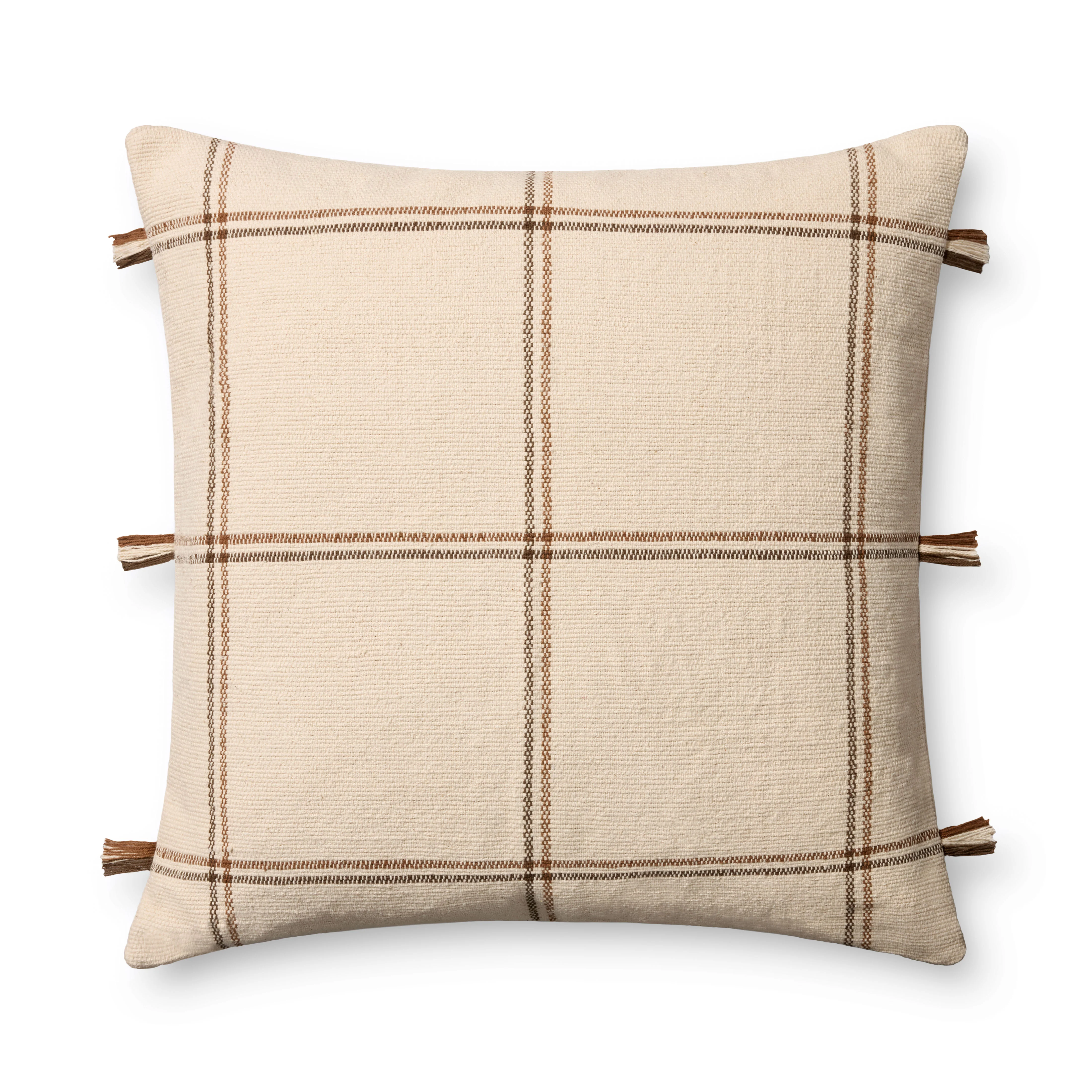 Amber Lewis x Loloi Lainey Natural / Brown Pillow