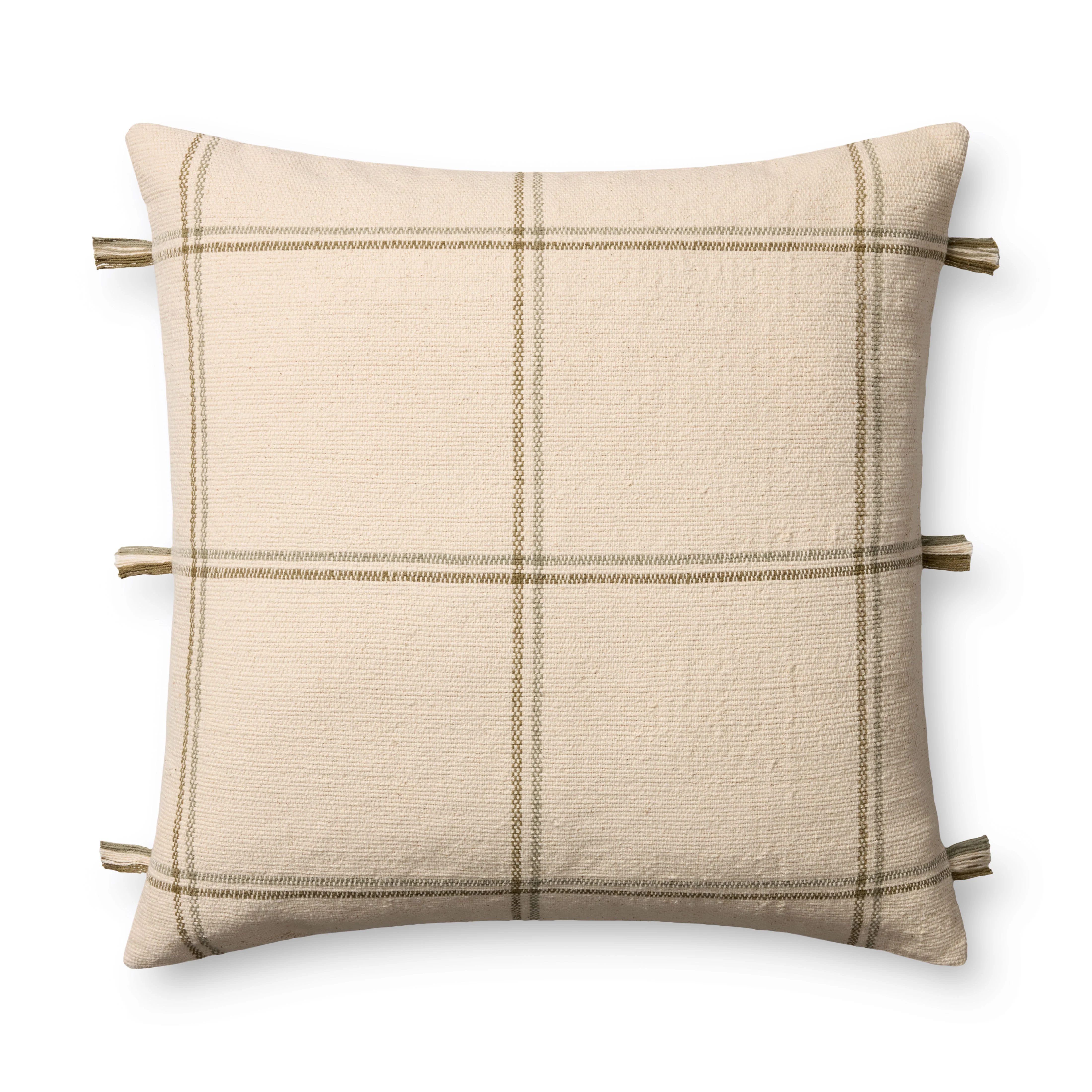 Amber Lewis x Loloi Lainey Natural / Olive Pillow