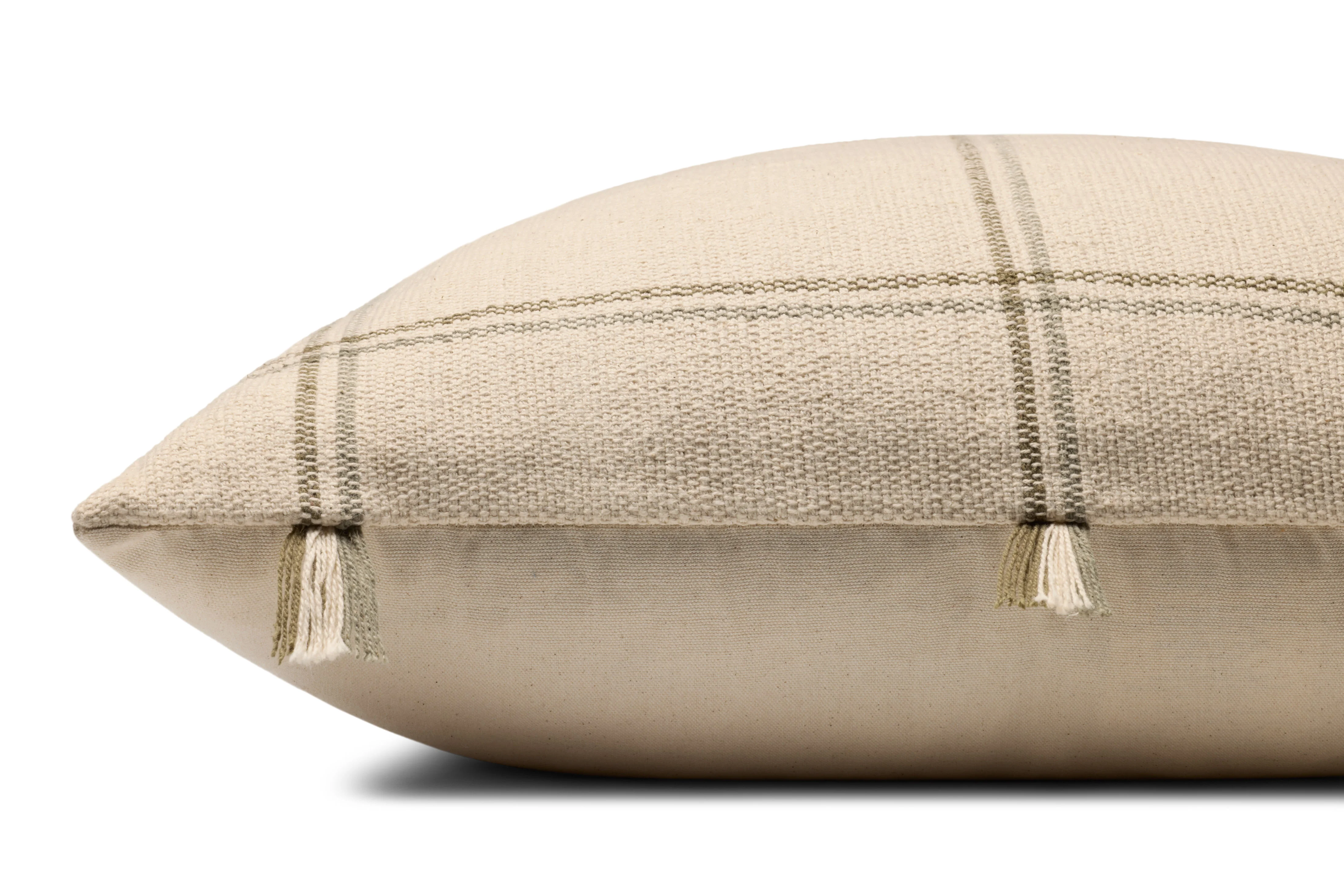 Amber Lewis x Loloi Lainey Natural / Olive Pillow - Image 2