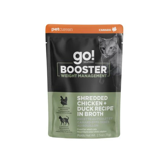 Petcurean Go! Booster Weight Management Shredded Chicken And Duck In Broth For Cat 2.5oz - Image 1