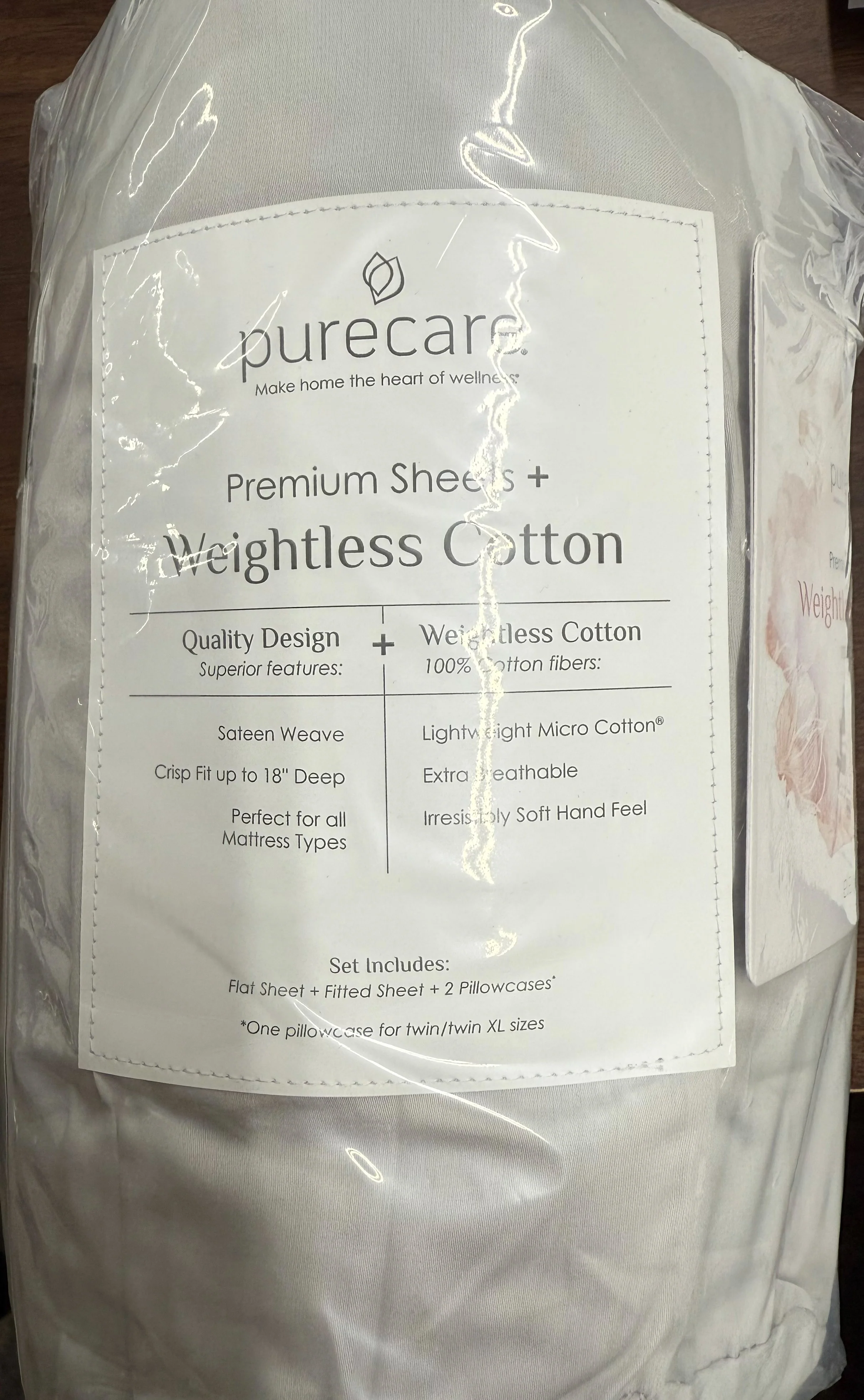 PCSWC-SPK-CG PURECARE WEIGHTLESS COTTON SHEETS - SPLIT KING - COSTAL GRAY - Image 1