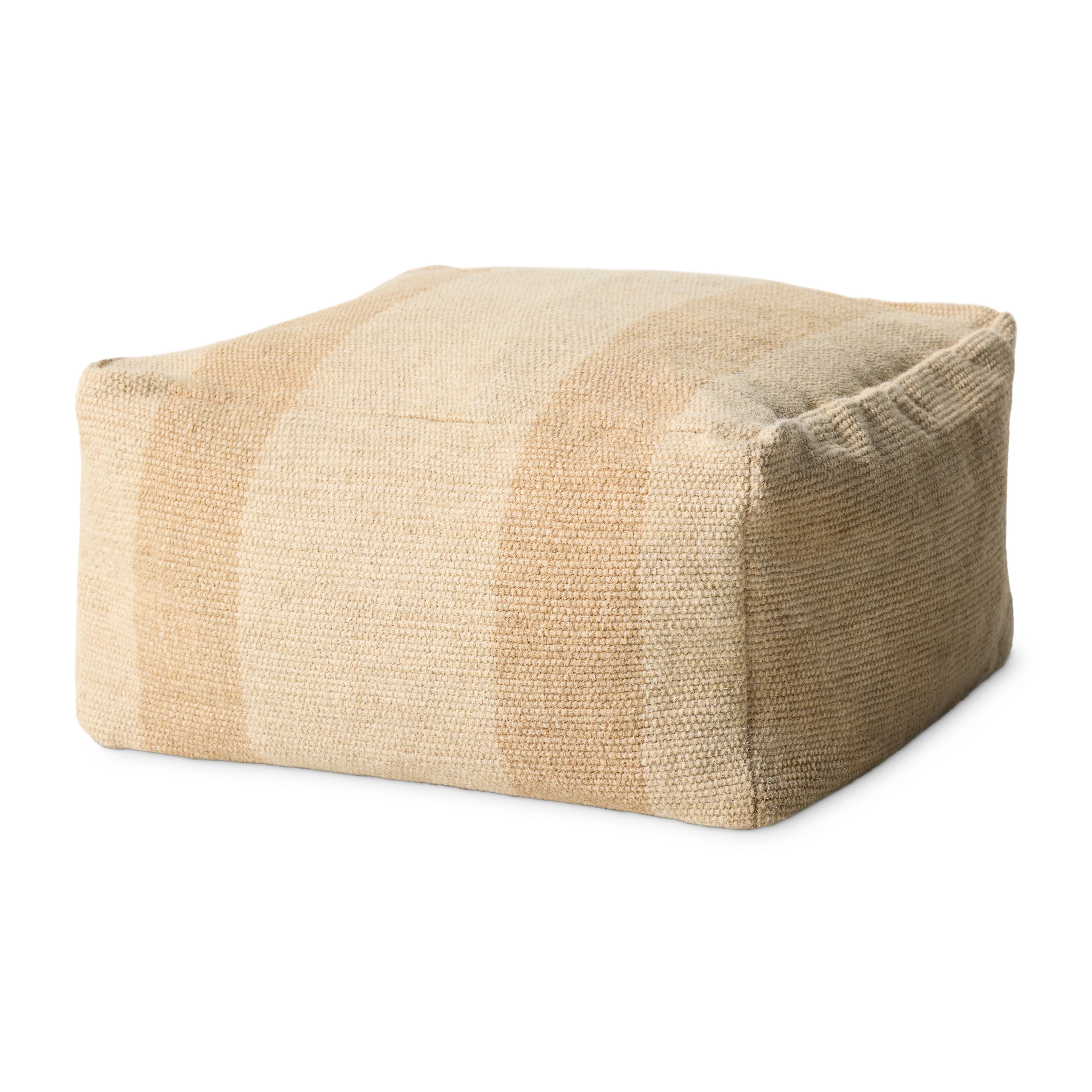 Leanne Ford x Loloi Rosemoor Beige Pouf - Image 1