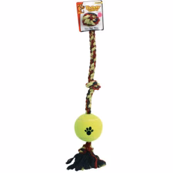 Mammoth Flossy Chews Rope with Tennis Ball Tug Dog Toy  Extra Large  36 - Image 1