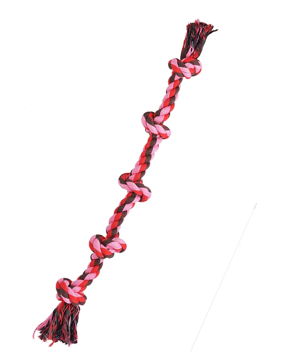 Mammoth Flossy Chews Cotton Blend 5 Knot Rope Tug Dog Toy  Super XL  72 - Image 1