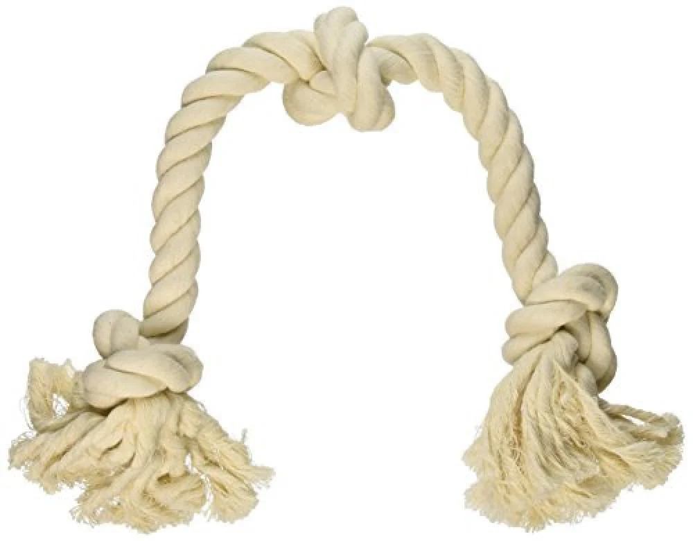 Mammoth Flossy Chews Cotton Blend 3 Knot Rope Tug Dog Toy  Large  25   White - Image 1