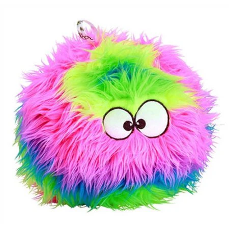 goDog Furballz Durable Plush Squeaker Dog Toy, Rainbow, Large - Image 1