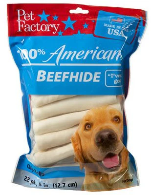 Pet Factory 100% American Beefhide 5in Chip Rolls Chews Dog Treat - Image 1