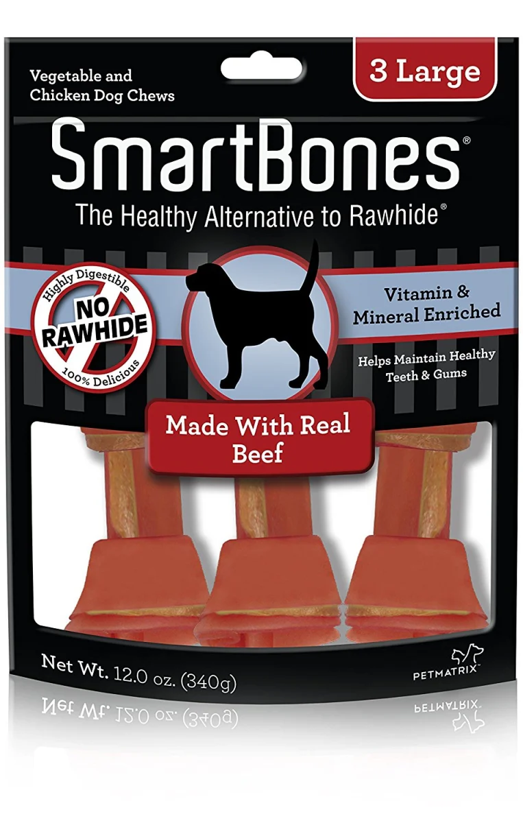 SmartBones Large Chews With Real Beef 3 Count  Rawhide-FreeChews For Dogs - Image 1