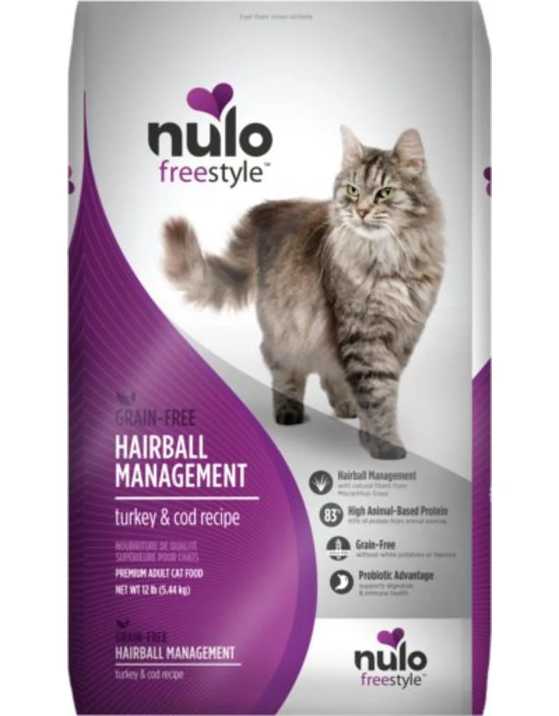 Nulo FreeStyle Grain-Free Hairball Turkey & Cod Dry Cat Food, 12 Lb - Image 1