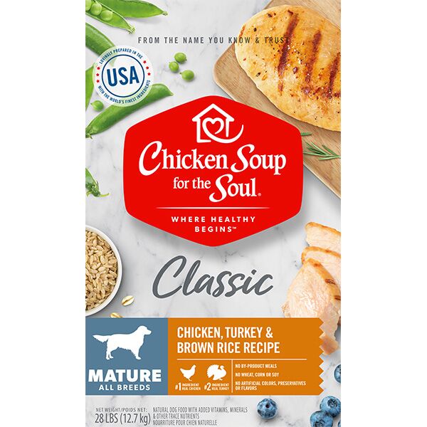 Chicken Soup Chicken, Turkey & Brown Rice Senior Recipe Dry Dog Food, 28 lb - Image 1