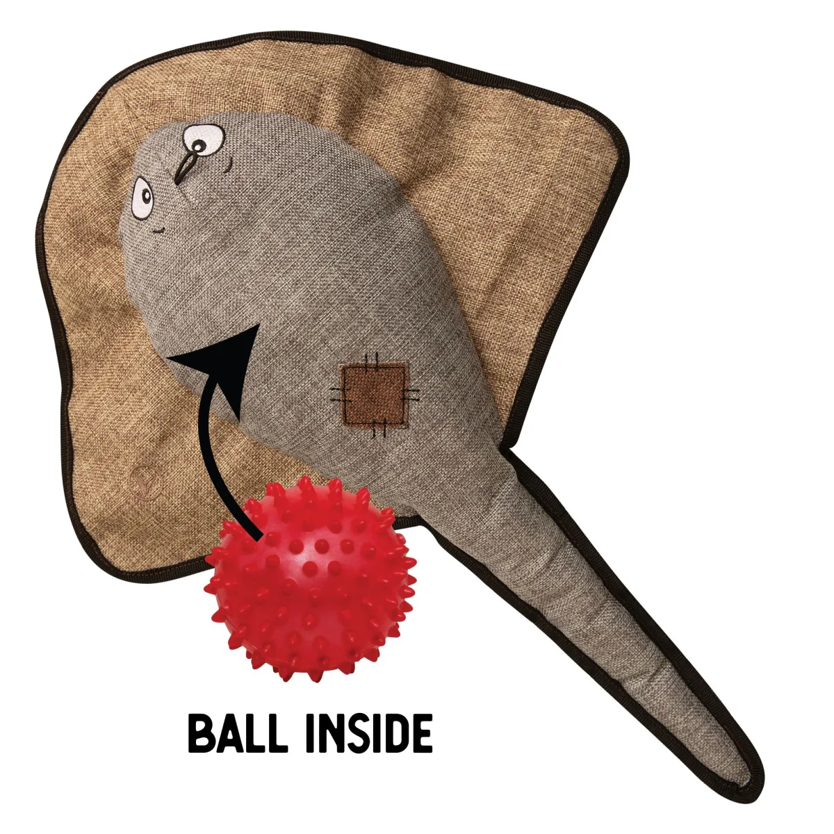 Snugarooz-Snugz Sally The Stingray W/rubber Spikey Ball- Grey 21 Inch - Image 1