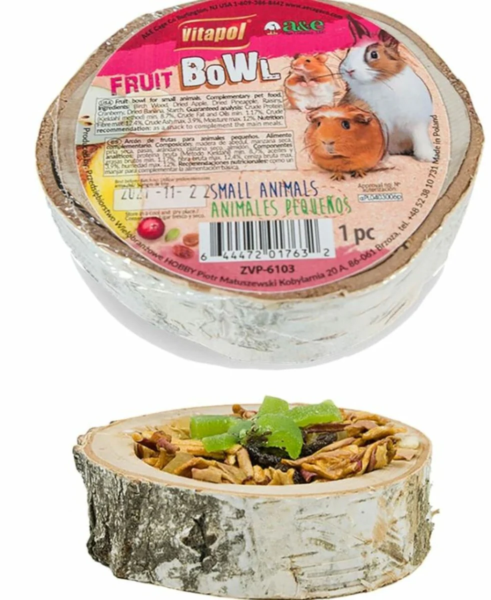 A&E Cage Vitapol Small Animal Wood Treat Fruit Bowl - Small - Image 1