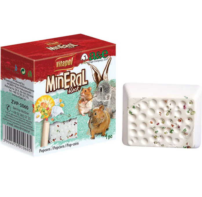A&E Cage Co Popcorn Flavored Mineral Block Small - Image 1