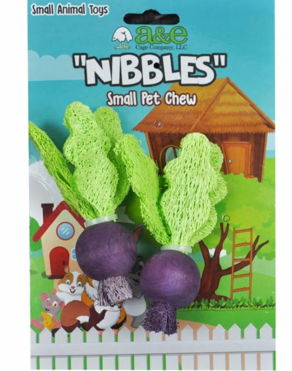 A&E Cage Co Nibbles Turnip Loofah Chew Toys with Wood - Image 1